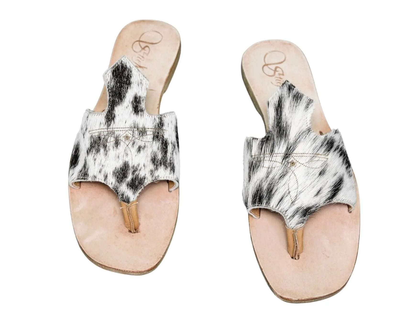 Handmade Western cowhide flip flops for women – size 9