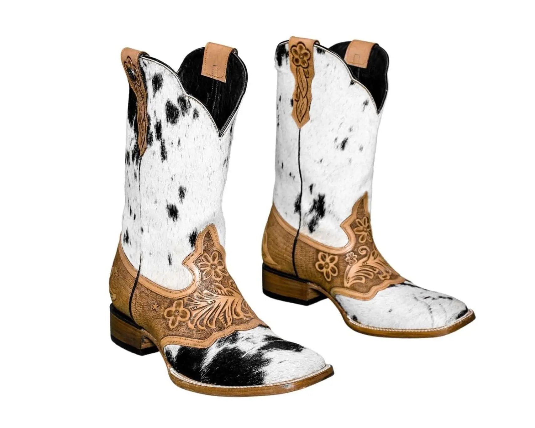 Magnolia Cowgirl Boots – Handtooled Hair-on Hide – Size 11