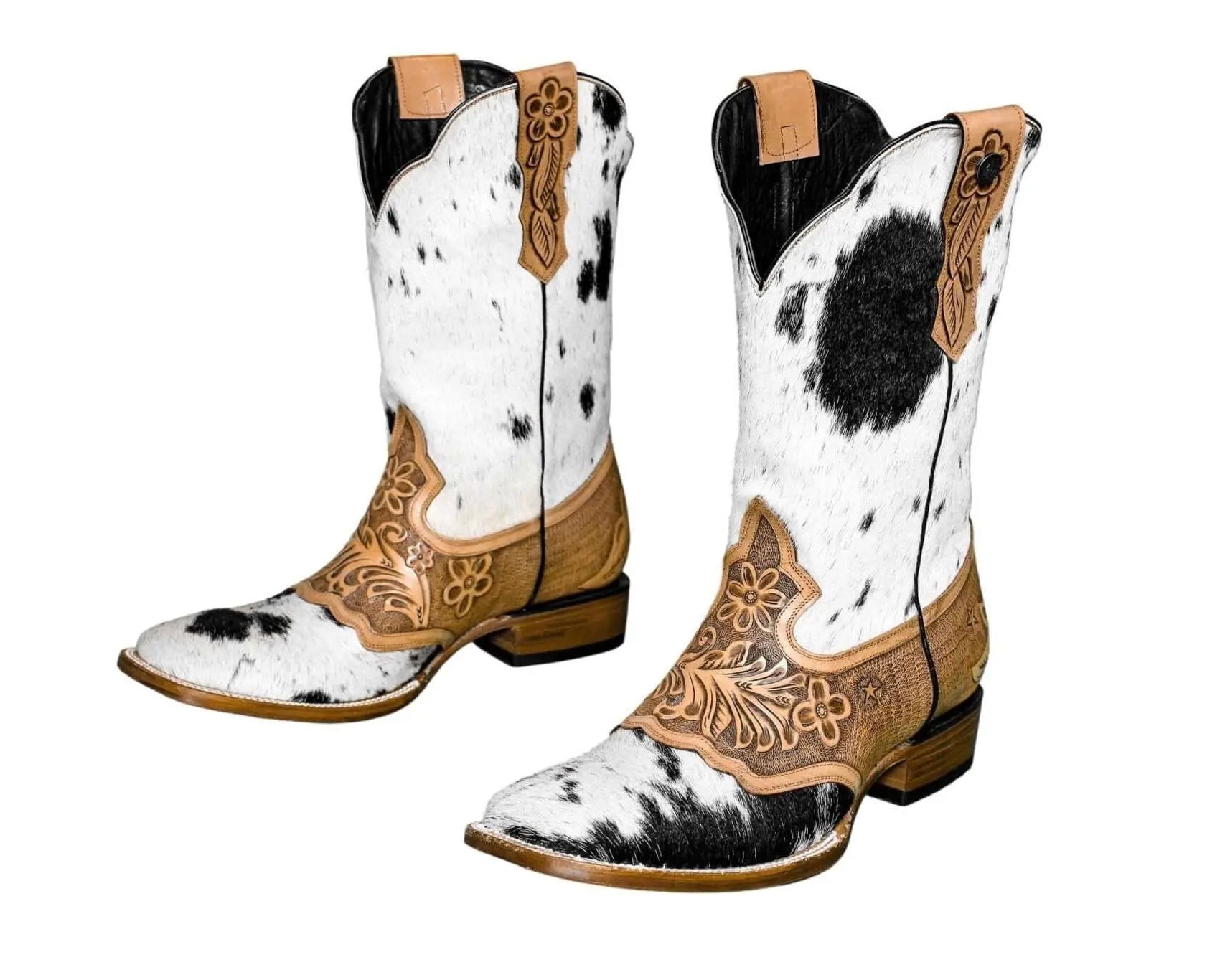 Magnolia Cowgirl Boots – Handtooled Hair-on Hide – Size 11