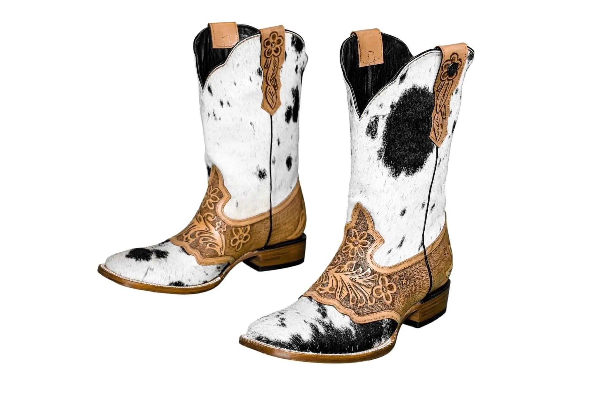 Magnolia Cowgirl Boots – Handtooled Hair-on Hide – Size 11