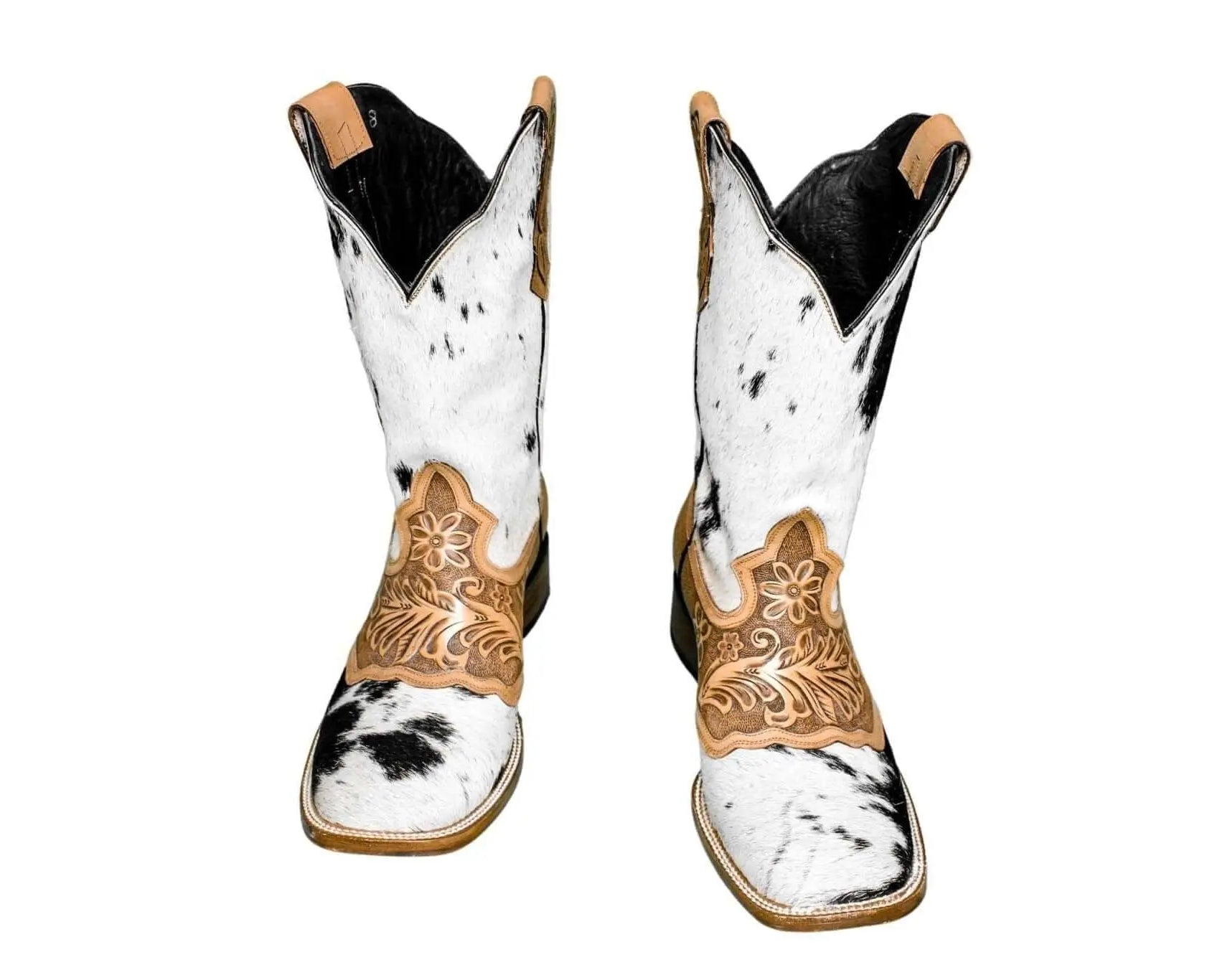 Magnolia Cowgirl Boots – Handtooled Hair-on Hide – Size 11