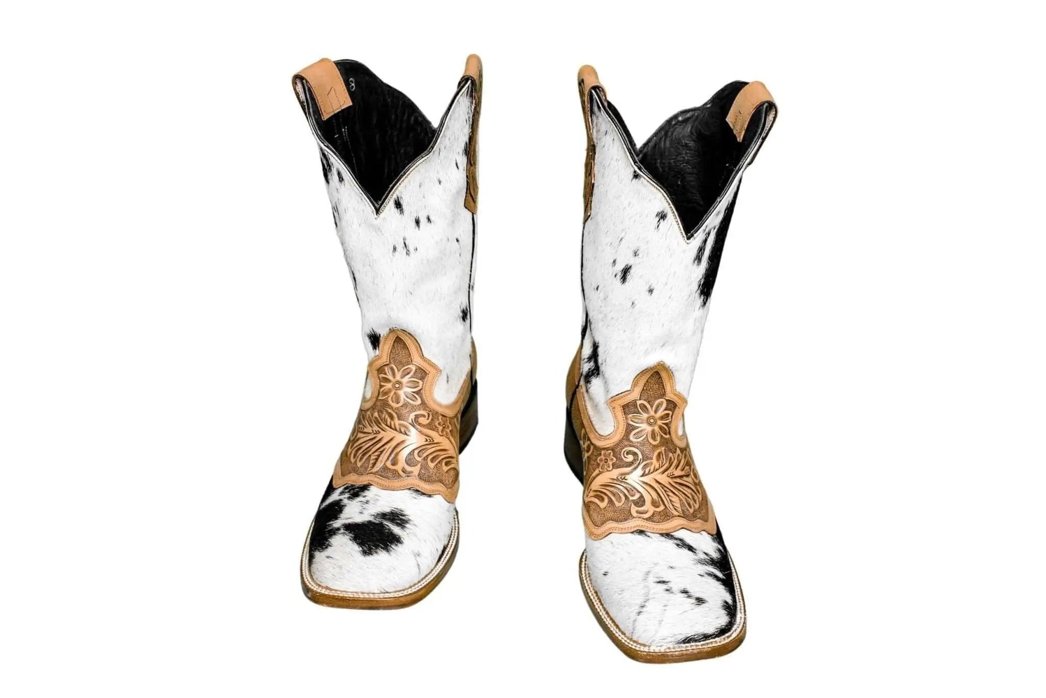 Magnolia Cowgirl Boots – Handtooled Hair-on Hide – Size 11