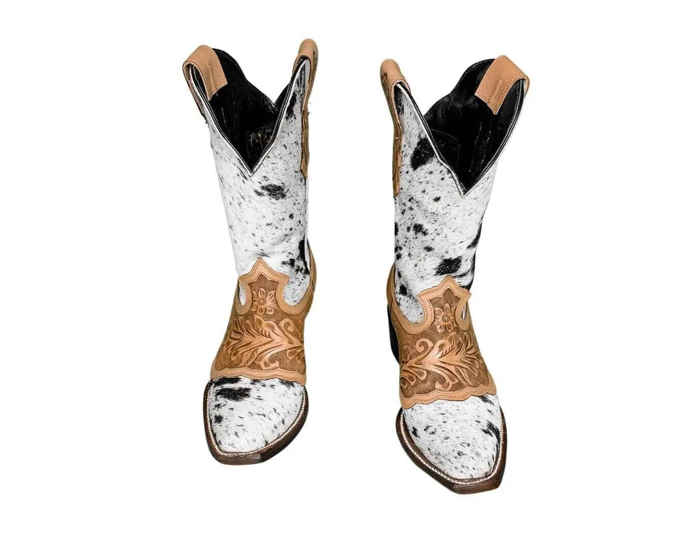 Magnolia Cowgirl Boots – Handtooled Hair-on Hide – Size 5.5