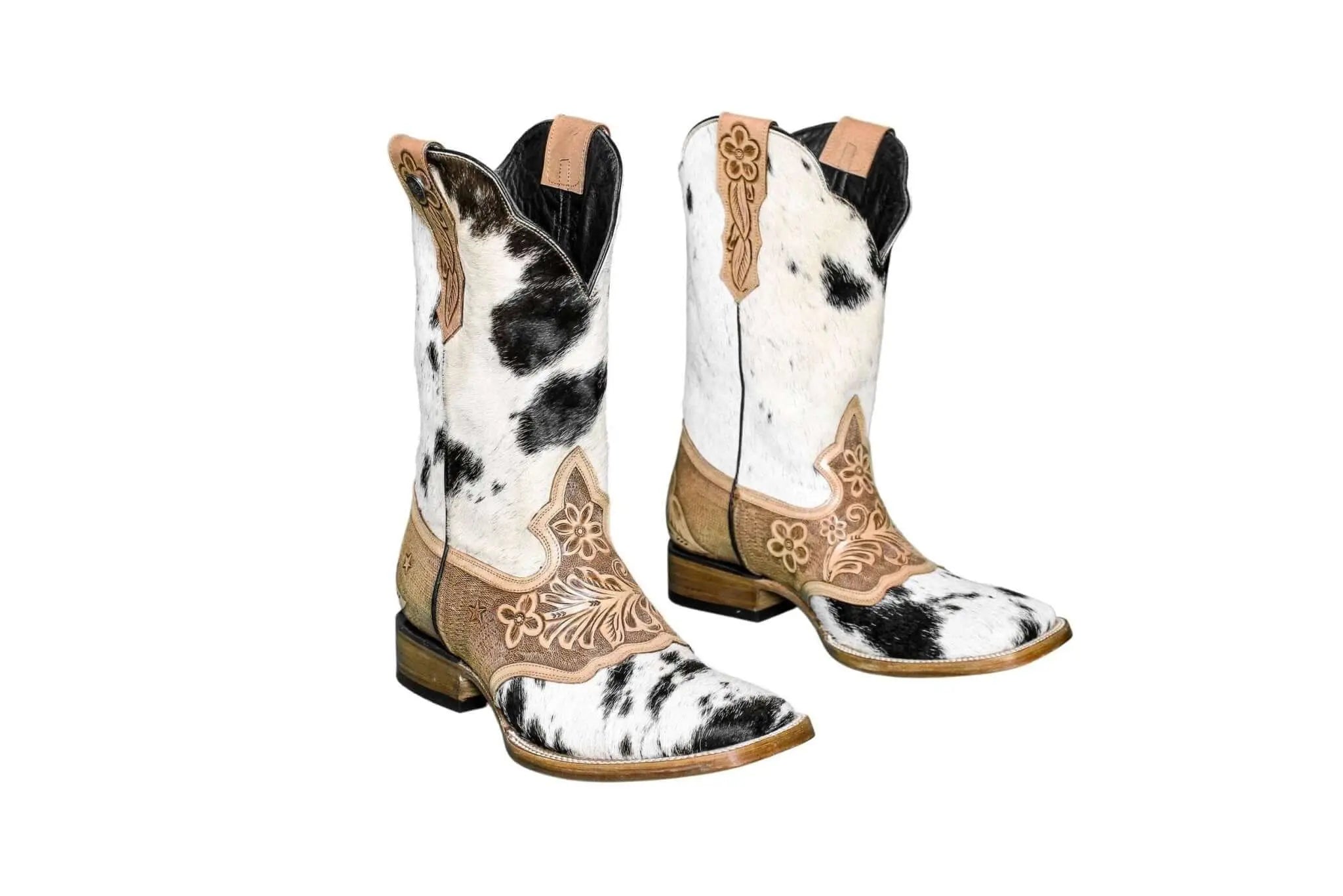 Magnolia Cowgirl Boots – Handtooled Hair-on Hide – Size 9.5