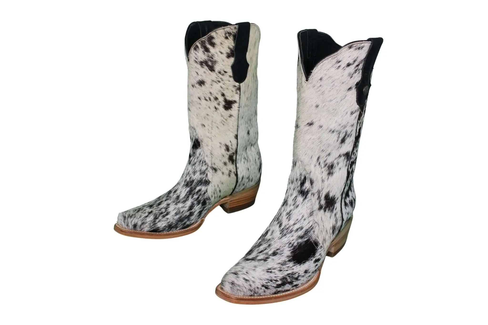 Carmen Tall Cowhide Boots – Hair-on Hide – Size 10 – Handmade Western Boots for Women