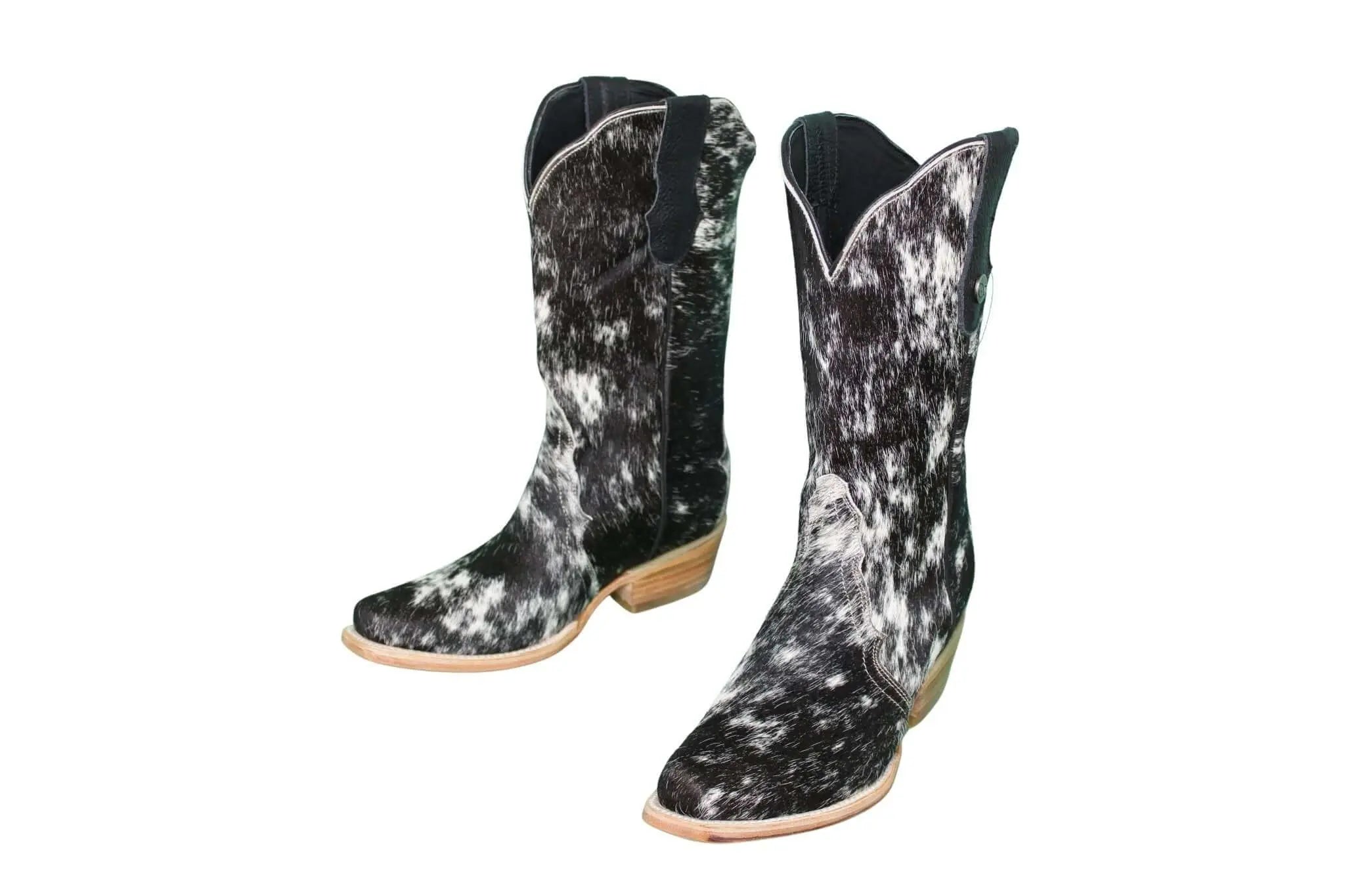 Carmen Tall Cowhide Boots – Hair-on Hide – Size 6.5 – Handmade Western Boots for Women