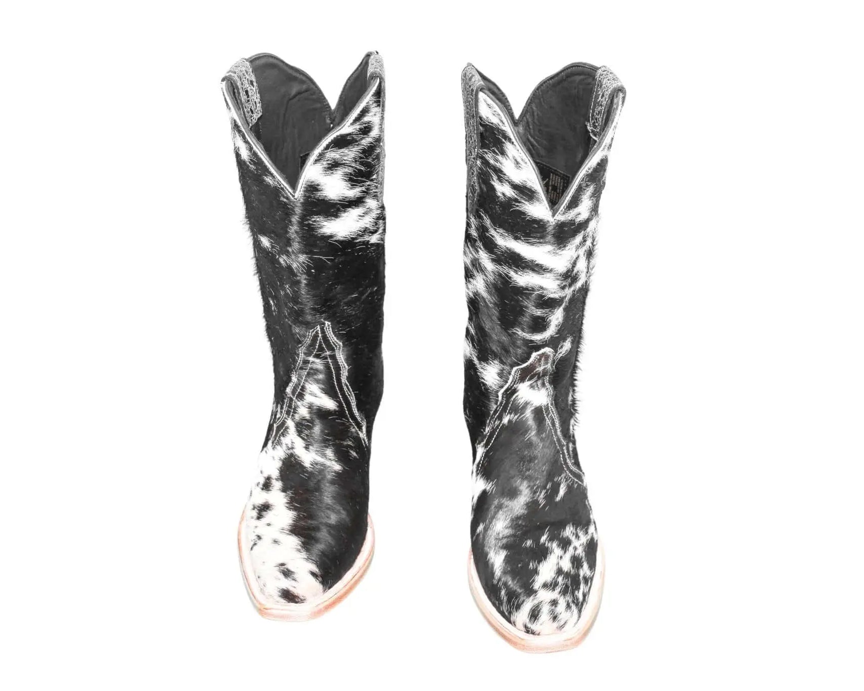 Carmen Tall Cowhide Boots – Hair-on Hide – Size 6.5 – Handmade Western Boots for Women