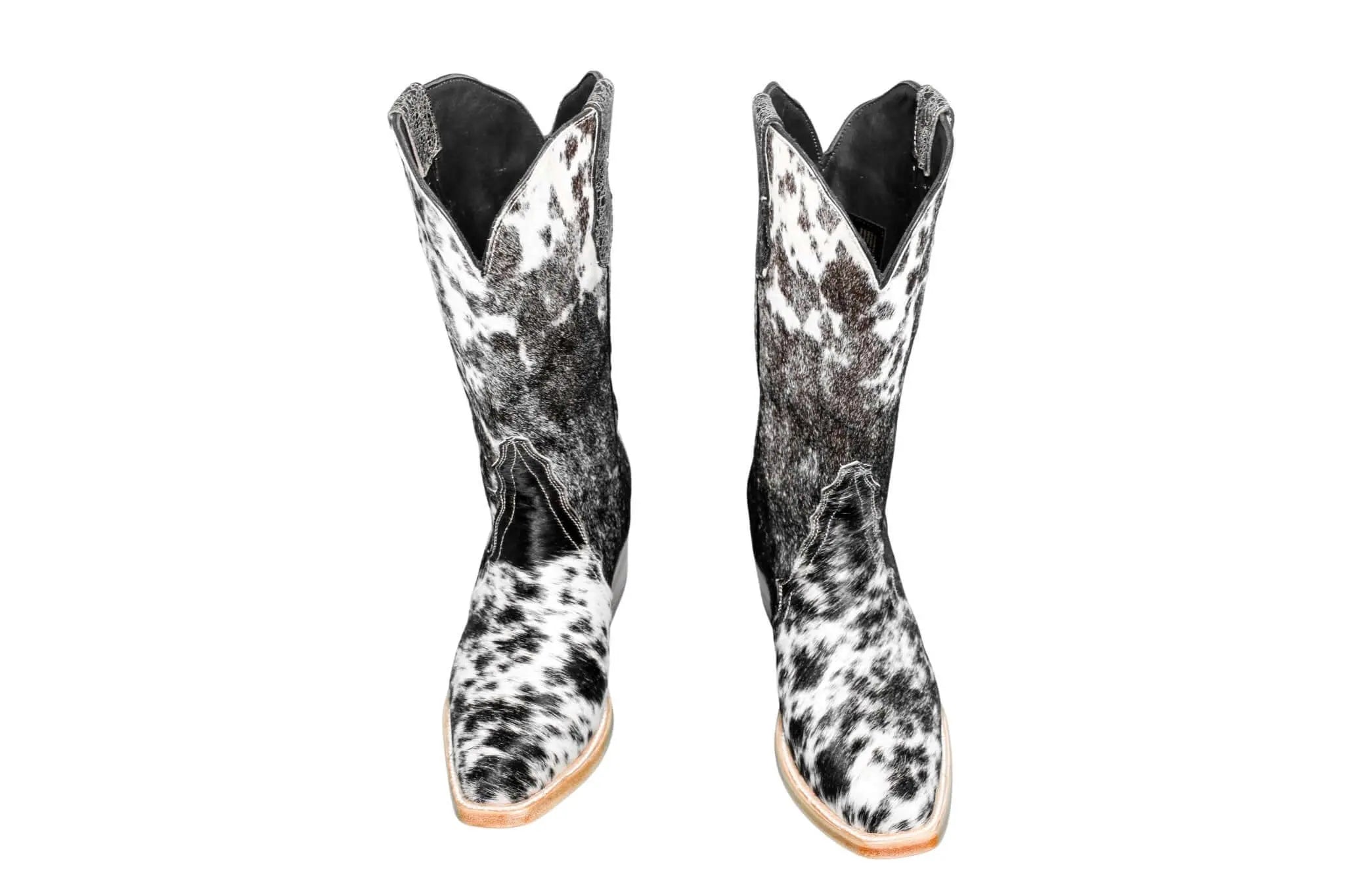 Carmen Tall Cowhide Boots – Hair-on Hide – Size 8 – Handmade Western Boots for Women