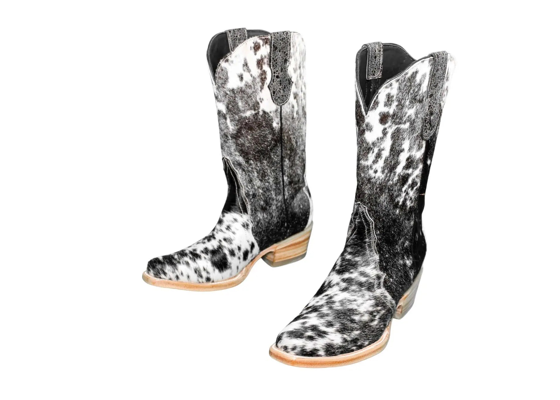 Carmen Tall Cowhide Boots – Hair-on Hide – Size 8 – Handmade Western Boots for Women