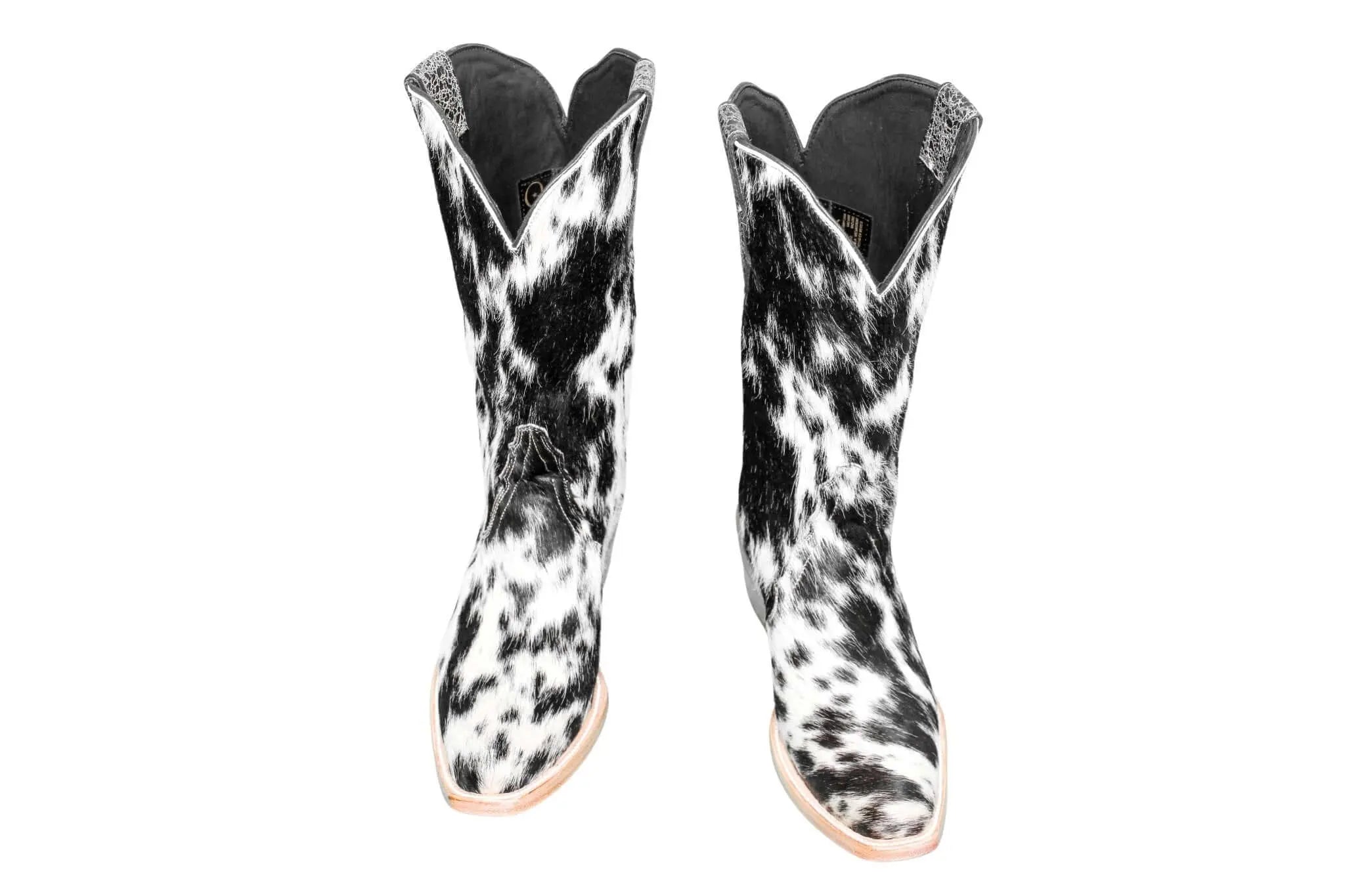 Carmen Tall Cowhide Boots – Hair-on Hide – Size 8 – Handmade Western Boots for Women