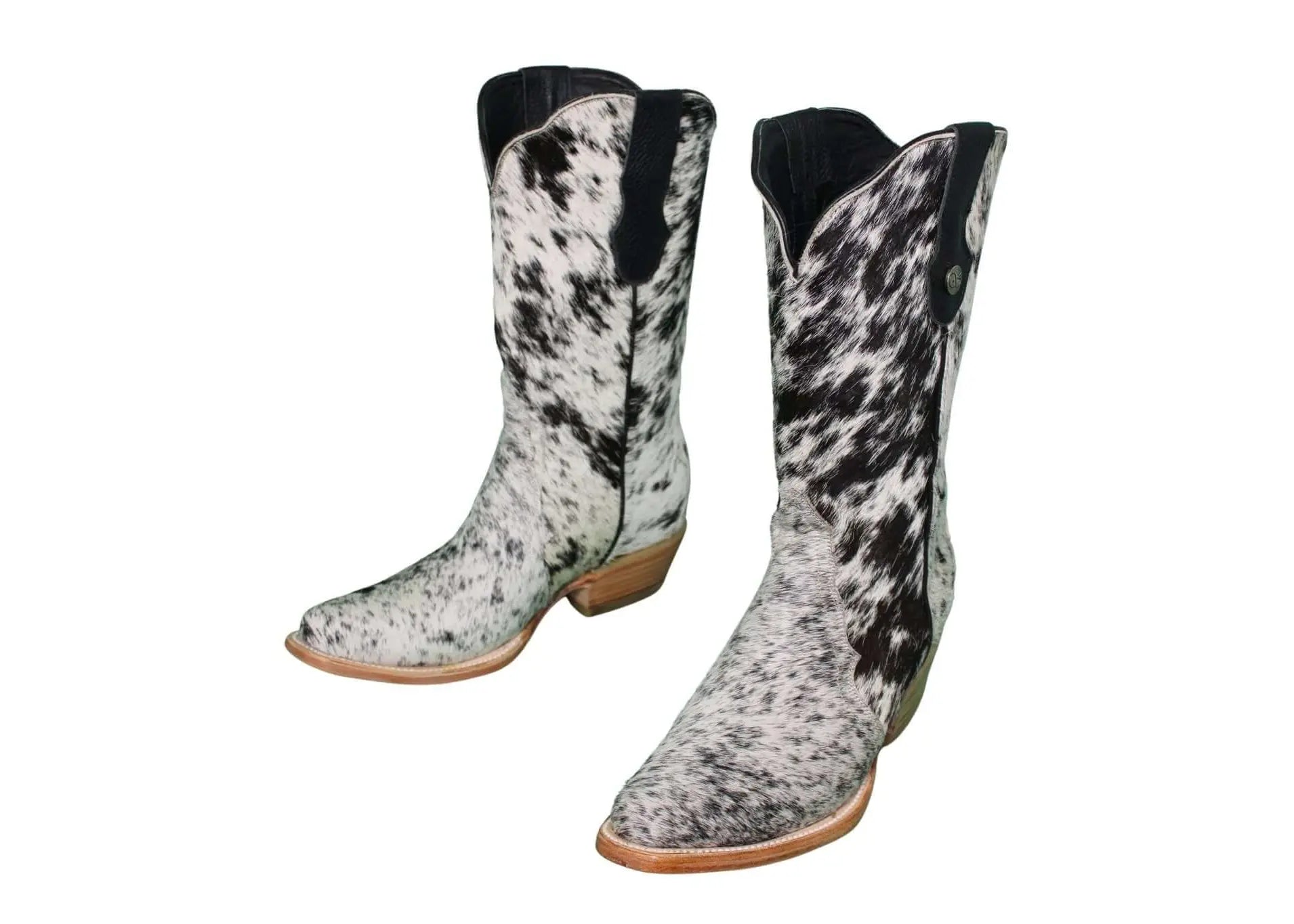 Carmen Tall Cowhide Boots – Hair-on Hide – Size 8 – Handmade Western Boots for Women