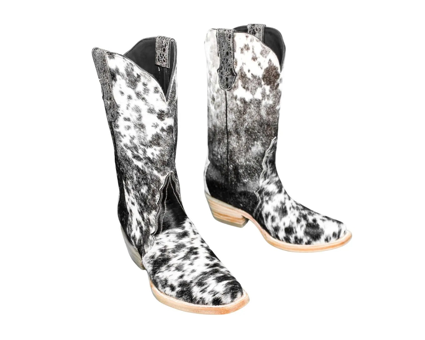 Carmen Tall Cowhide Boots – Hair-on Hide – Size 8 – Handmade Western Boots for Women