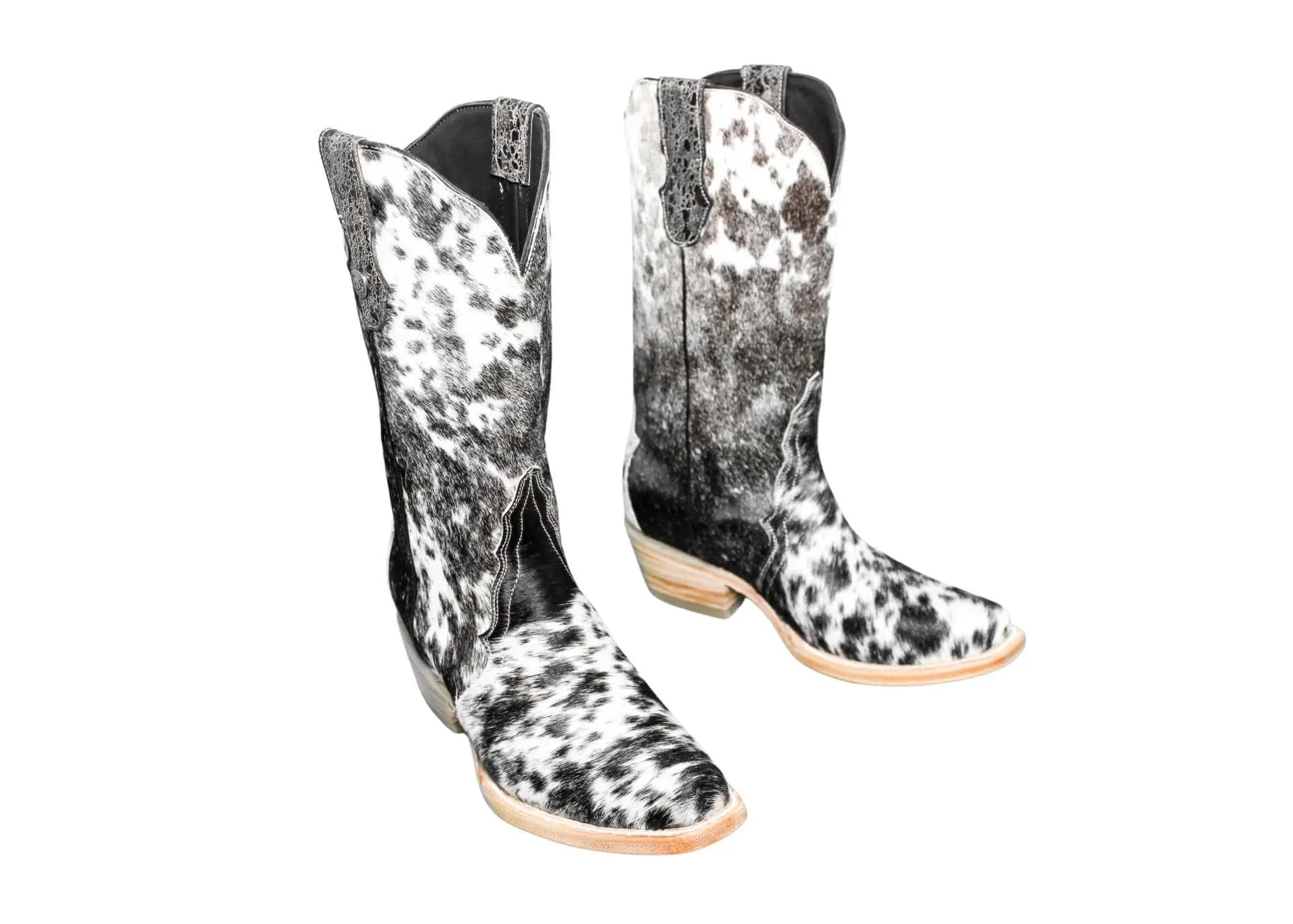 Carmen Tall Cowhide Boots – Hair-on Hide – Size 8 – Handmade Western Boots for Women