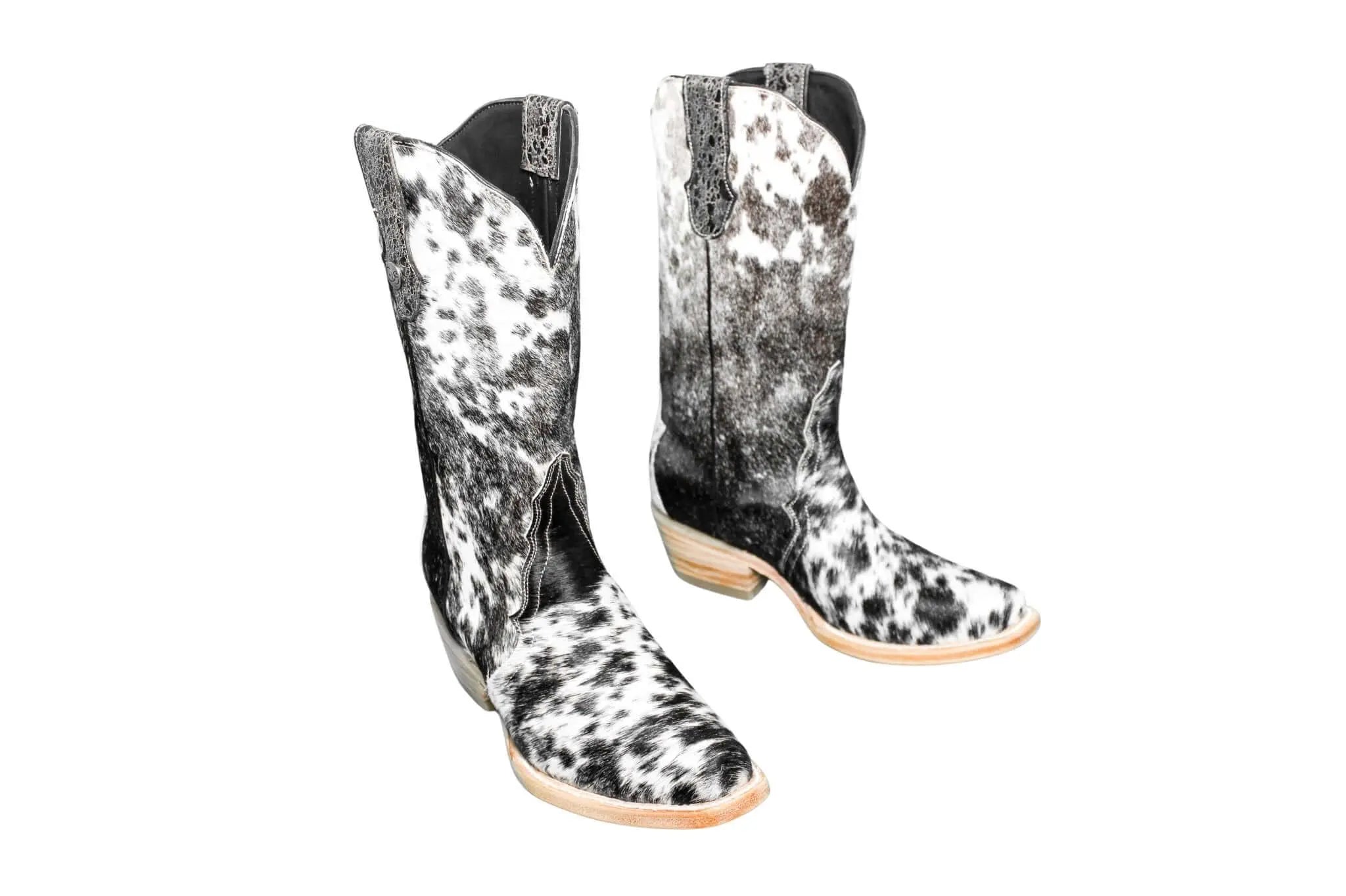 Carmen Tall Cowhide Boots – Hair-on Hide – Size 8 – Handmade Western Boots for Women