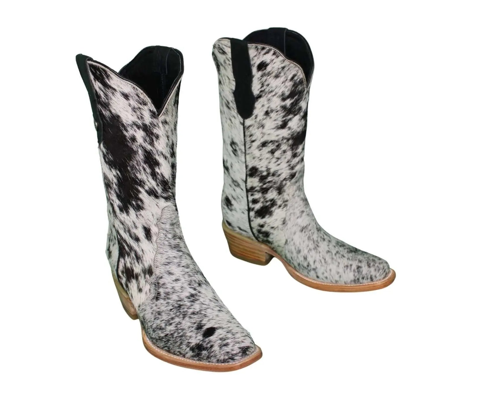 Carmen Tall Cowhide Boots – Hair-on Hide – Size 8 – Handmade Western Boots for Women