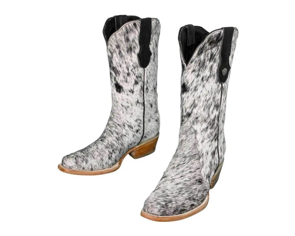 Carmen Tall Cowhide Boots – Hair-on Hide – Size 7 – Handmade Western Boots for Women