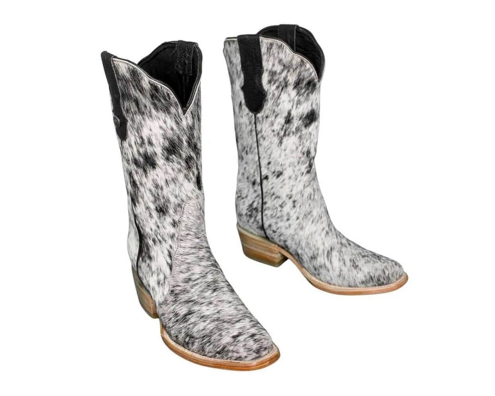 Carmen Tall Cowhide Boots – Hair-on Hide – Size 7 – Handmade Western Boots for Women