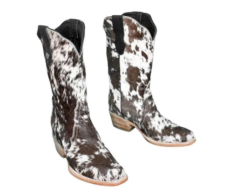 Carmen Tall Cowhide Boots – Hair-on Hide – Size 7.5 – Handmade Western Boots for Women
