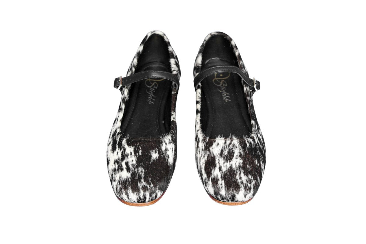 stiefeld black and white cowhide mary jane leather sole