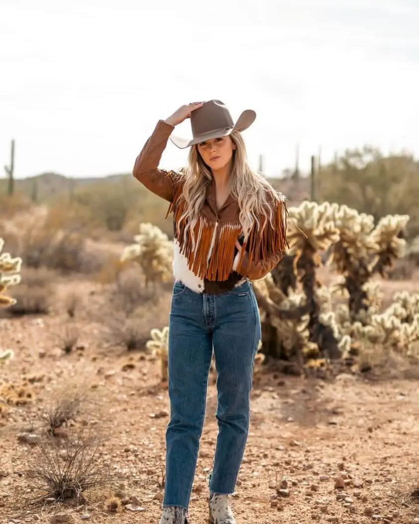 The Charlotte Hair - on hide Fringe Jacket - Stiefeld Boots