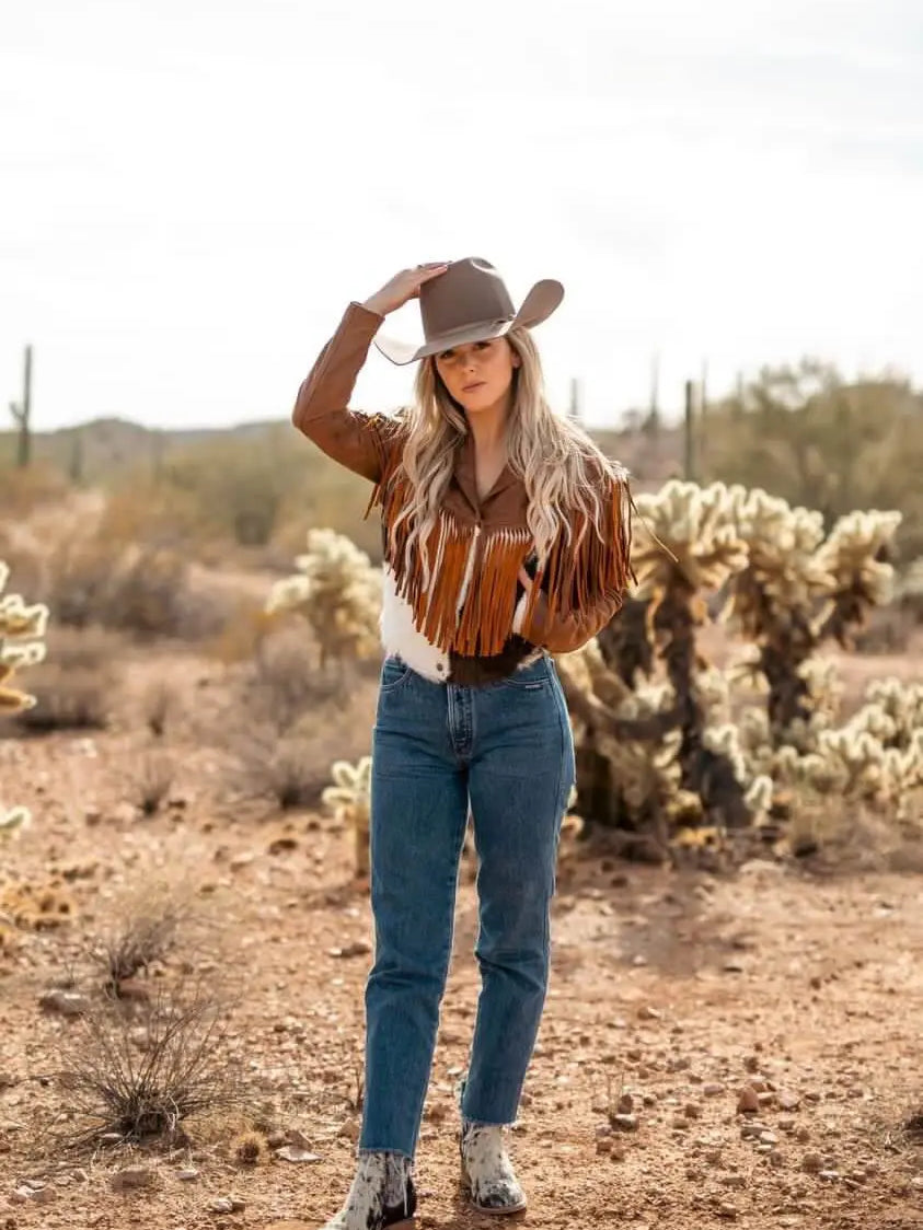 The Charlotte Hair - on hide Fringe Jacket - Stiefeld Boots