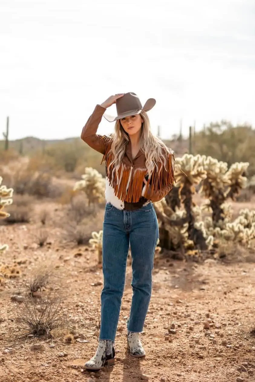 The Charlotte Hair - on hide Fringe Jacket - Stiefeld Boots