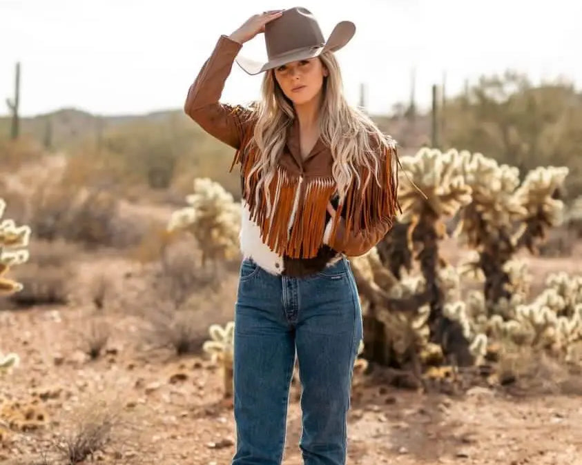 The Charlotte Hair - on hide Fringe Jacket - Stiefeld Boots