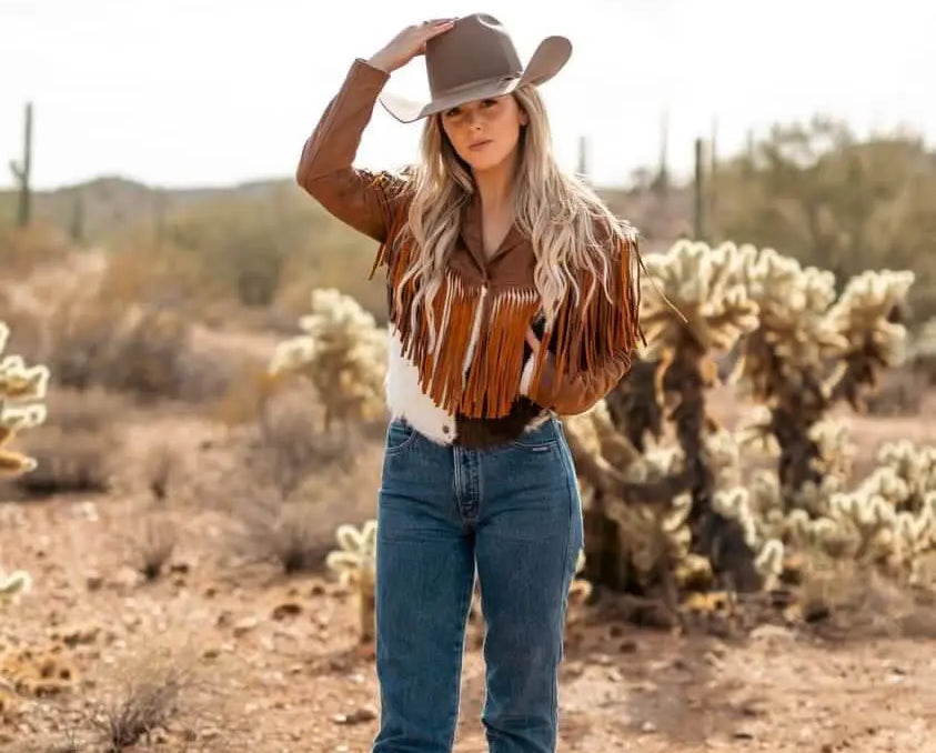 The Charlotte Hair - on hide Fringe Jacket - Stiefeld Boots