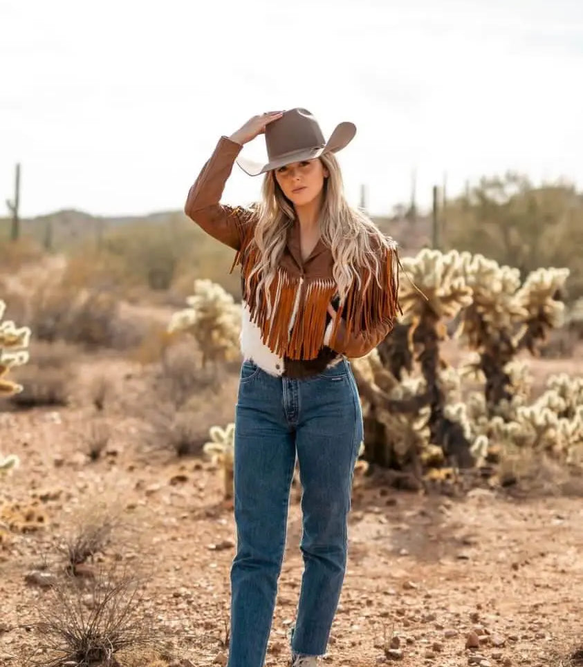 The Charlotte Hair - on hide Fringe Jacket - Stiefeld Boots