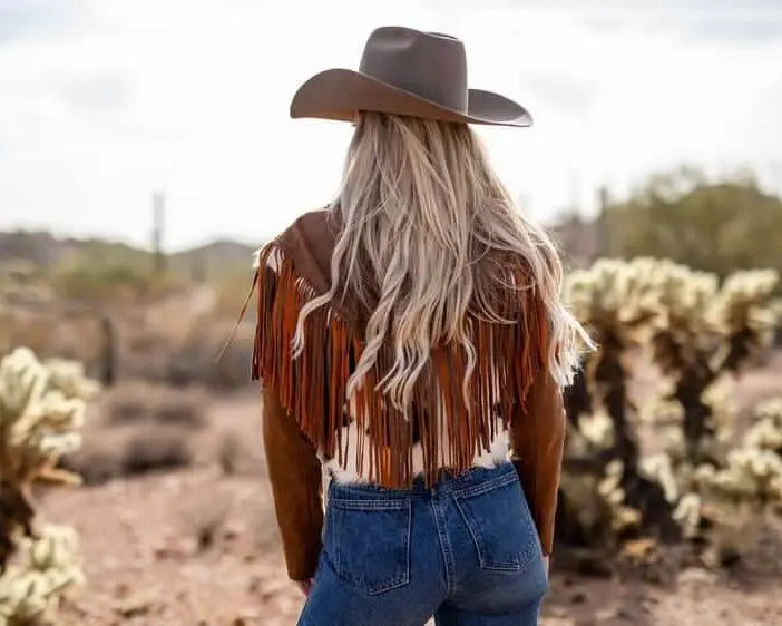 The Charlotte Hair - on hide Fringe Jacket - Stiefeld Boots