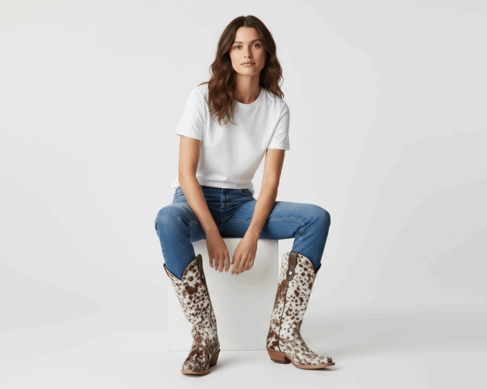 The Dakota Tall Cowhide Boots - Size 7 US