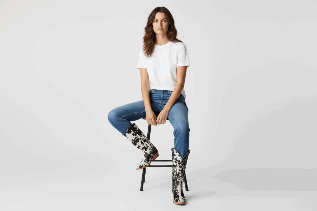 The Dakota Tall Cowhide Boots - Size 8 US