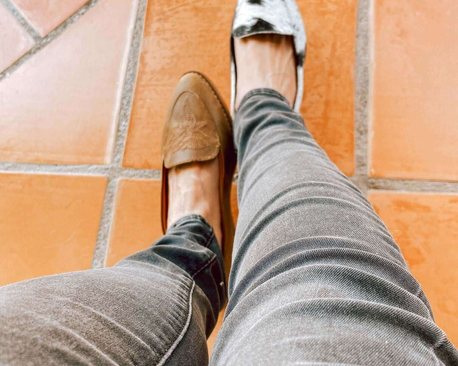 Gretta Cowhide Loafers – Brown Leather Almond Toe Western Loafers