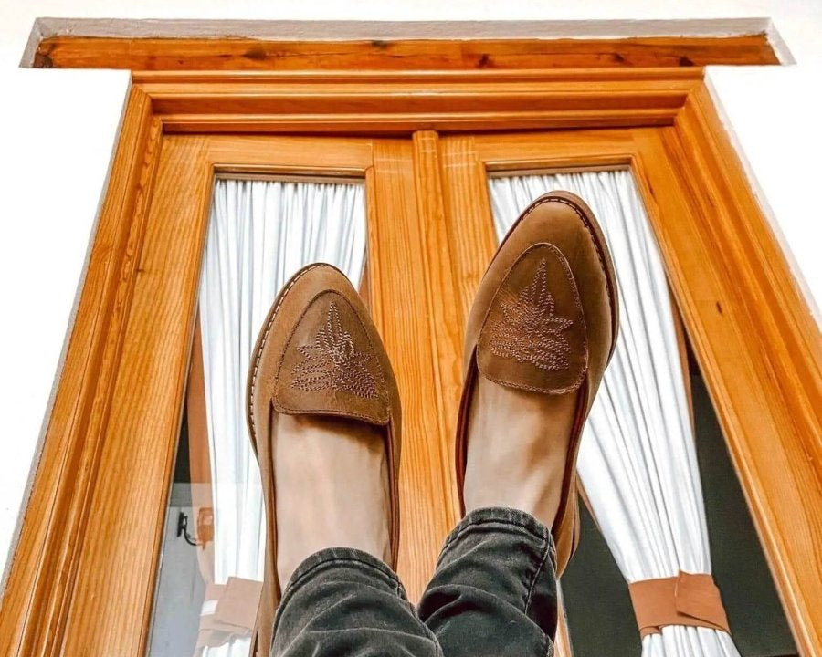 Gretta Cowhide Loafers – Brown Leather Almond Toe Western Loafers