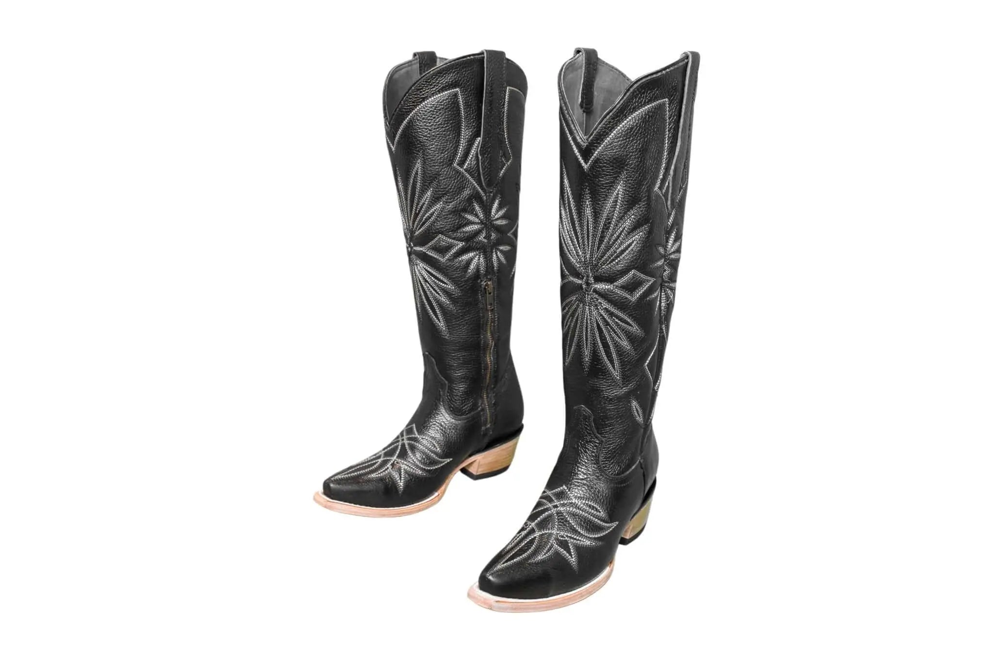 Lorraine Boots – Black Cowboy Boots for Women – Handmade Tall Western Boots