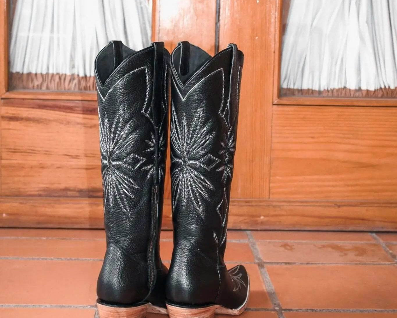 Lorraine Boots – Black Cowboy Boots for Women – Handmade Tall Western Boots