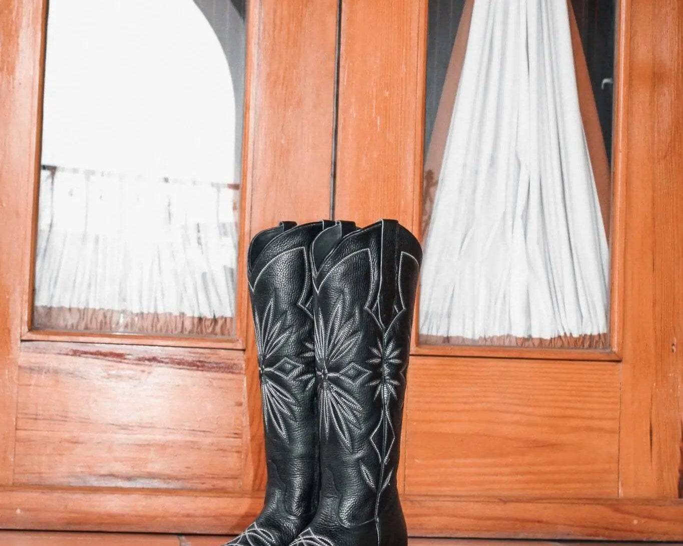 Lorraine Boots – Black Cowboy Boots for Women – Handmade Tall Western Boots
