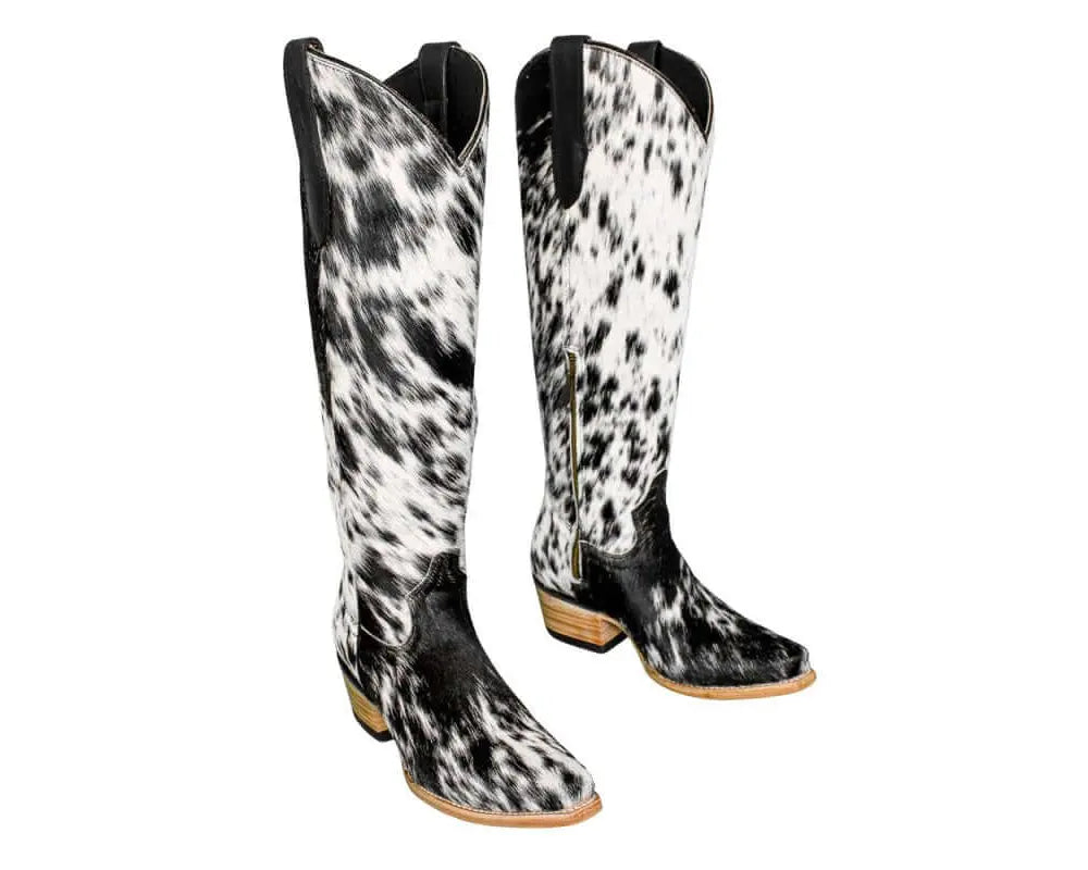 The Lorraine Knee - High Cowhide Boots – Hair - on Hide – Size 6.5 US - Stiefeld Boots