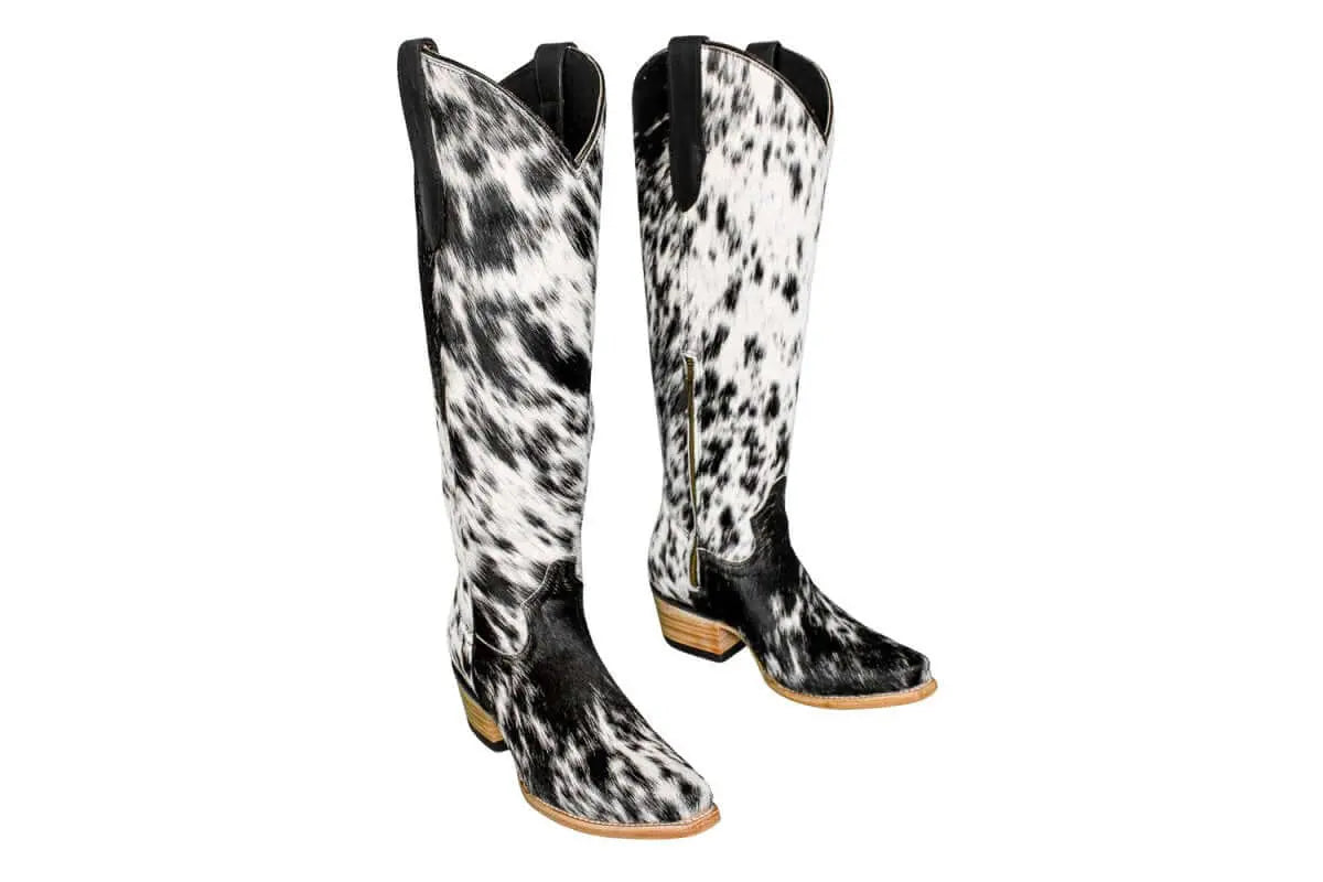 The Lorraine Knee - High Cowhide Boots – Hair - on Hide – Size 6.5 US - Stiefeld Boots