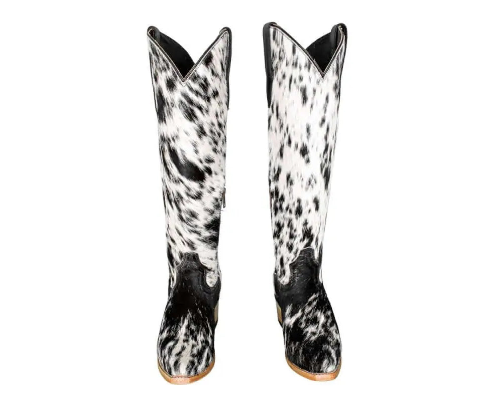The Lorraine Knee - High Cowhide Boots – Hair - on Hide – Size 6.5 US - Stiefeld Boots