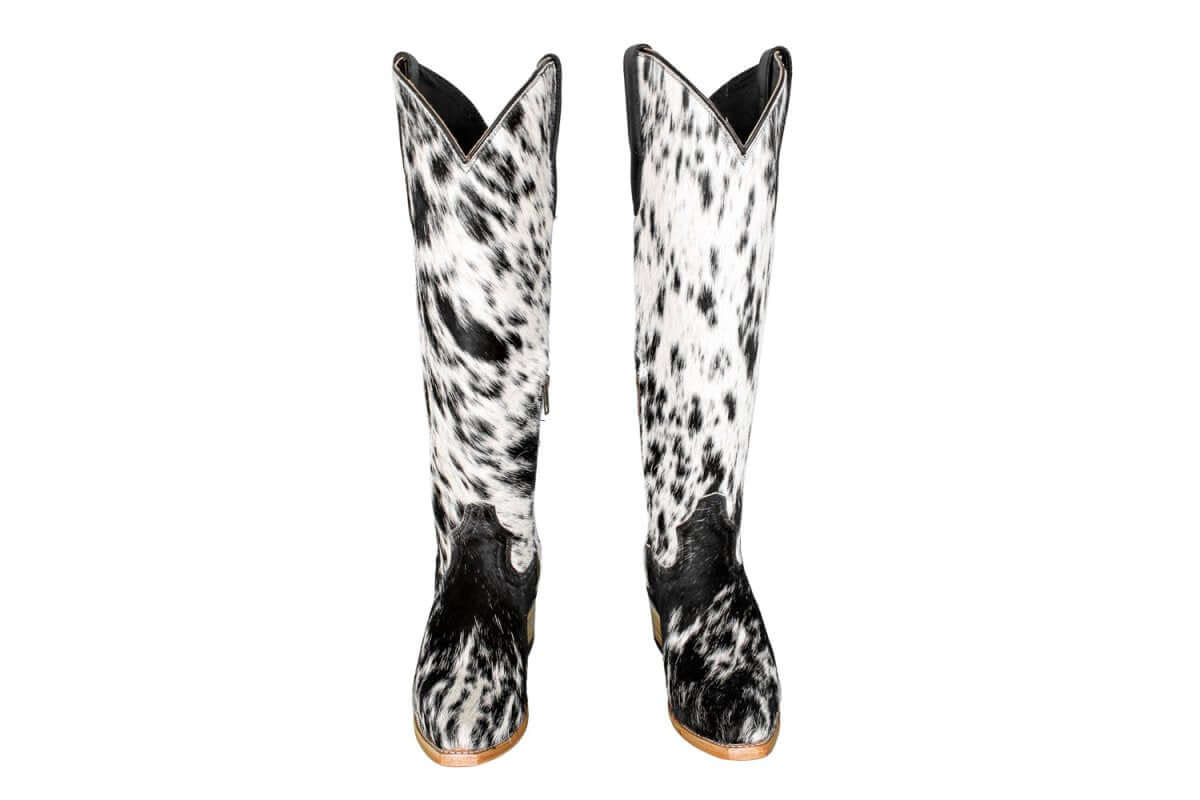 The Lorraine Knee - High Cowhide Boots – Hair - on Hide – Size 6.5 US - Stiefeld Boots