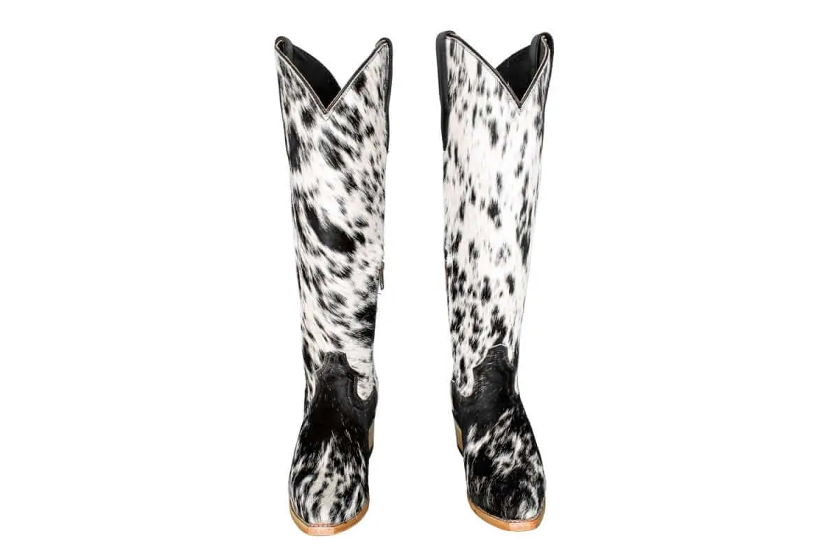 The Lorraine Knee - High Cowhide Boots – Hair - on Hide – Size 6.5 US - Stiefeld Boots