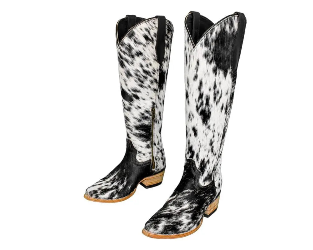 The Lorraine Knee - High Cowhide Boots – Hair - on Hide – Size 6.5 US - Stiefeld Boots