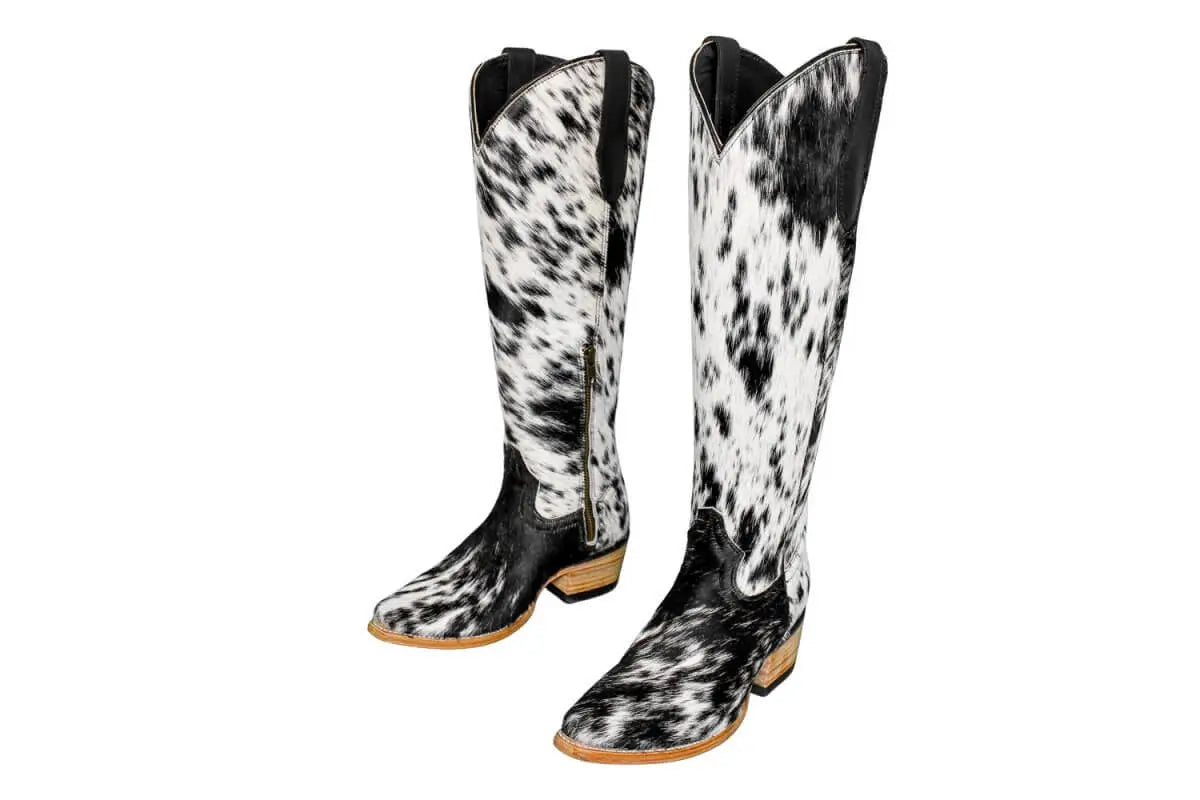 The Lorraine Knee - High Cowhide Boots – Hair - on Hide – Size 6.5 US - Stiefeld Boots
