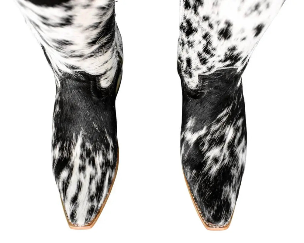 The Lorraine Knee - High Cowhide Boots – Hair - on Hide – Size 6.5 US - Stiefeld Boots