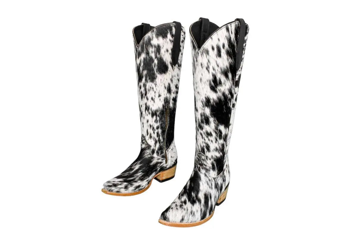The Lorraine Knee - High Cowhide Boots – Hair - on Hide – Size 7 US - Stiefeld Boots