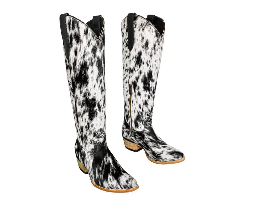 The Lorraine Knee - High Cowhide Boots – Hair - on Hide – Size 7 US - Stiefeld Boots