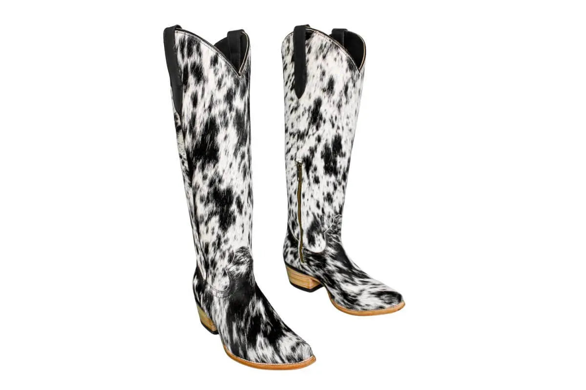 The Lorraine Knee - High Cowhide Boots – Hair - on Hide – Size 7 US - Stiefeld Boots