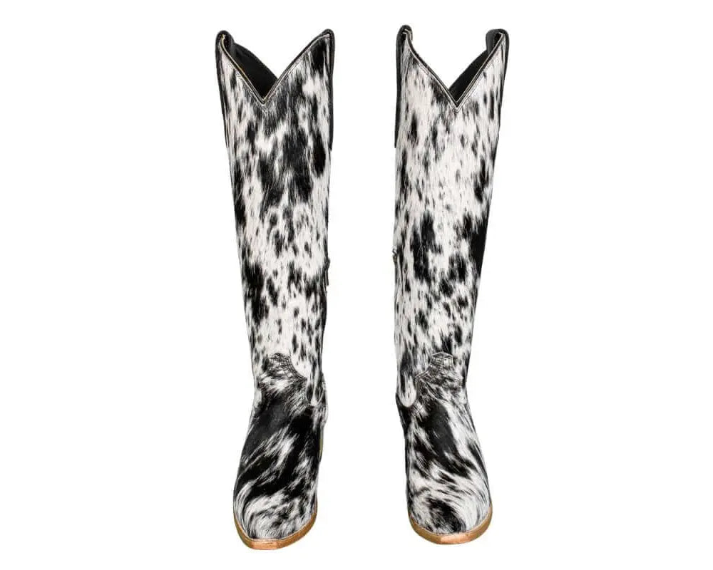 The Lorraine Knee - High Cowhide Boots – Hair - on Hide – Size 7 US - Stiefeld Boots