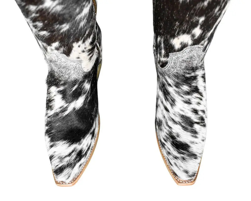 The Lorraine Knee - High Cowhide Boots – Hair - on Hide – Size 7.5 US - Stiefeld Boots